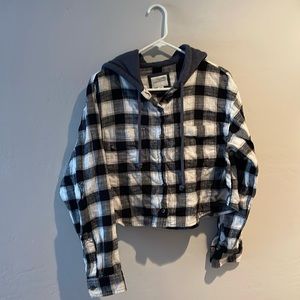 American Eagle, size medium, plaid, flannel, hooded, button top